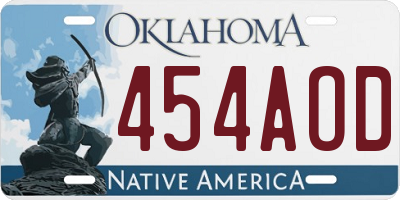 OK license plate 454AOD