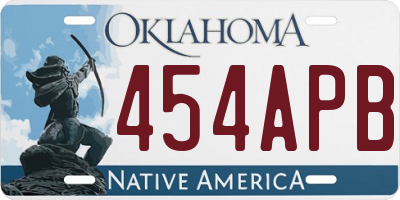 OK license plate 454APB