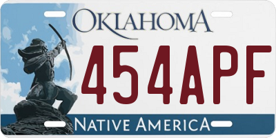 OK license plate 454APF