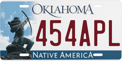 OK license plate 454APL