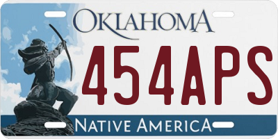 OK license plate 454APS