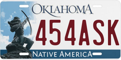 OK license plate 454ASK