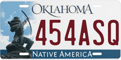 OK license plate 454ASQ