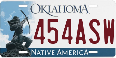 OK license plate 454ASW