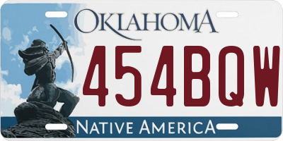 OK license plate 454BQW