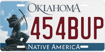 OK license plate 454BUP