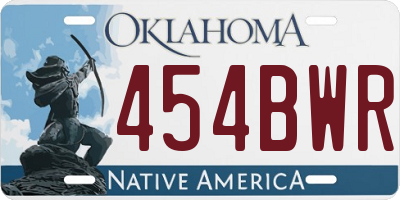 OK license plate 454BWR
