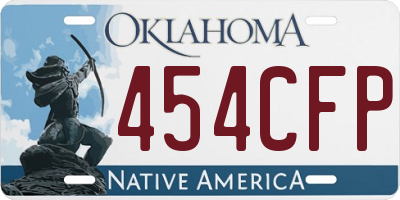 OK license plate 454CFP
