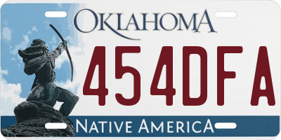 OK license plate 454DFA