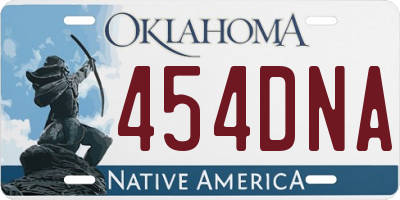 OK license plate 454DNA