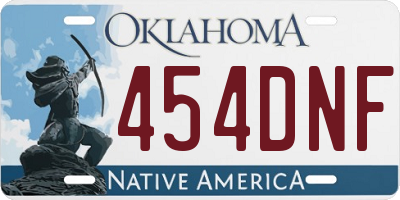 OK license plate 454DNF