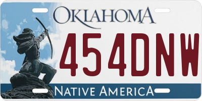 OK license plate 454DNW