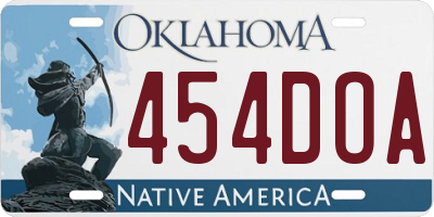 OK license plate 454DOA