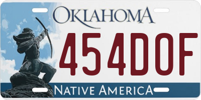 OK license plate 454DOF