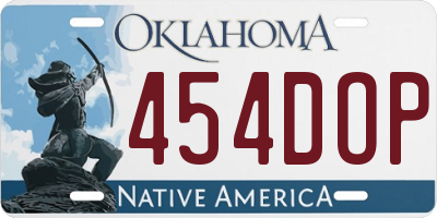 OK license plate 454DOP