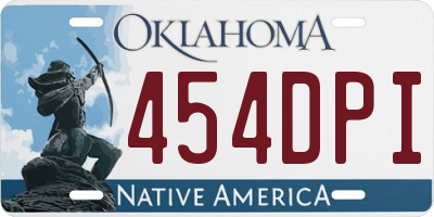 OK license plate 454DPI
