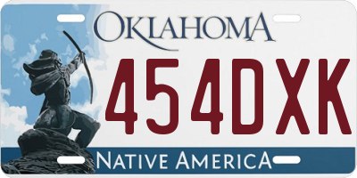OK license plate 454DXK