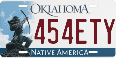 OK license plate 454ETY