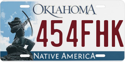OK license plate 454FHK