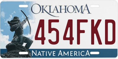OK license plate 454FKD