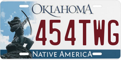 OK license plate 454TWG