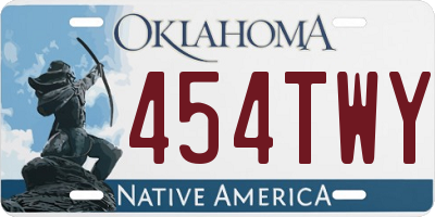 OK license plate 454TWY