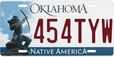 OK license plate 454TYW