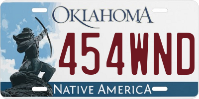 OK license plate 454WND