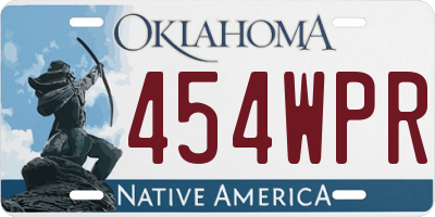 OK license plate 454WPR