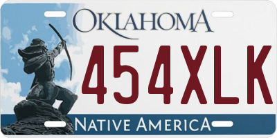 OK license plate 454XLK