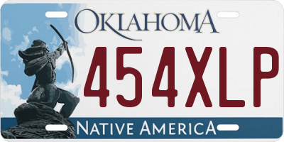 OK license plate 454XLP