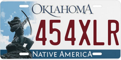 OK license plate 454XLR