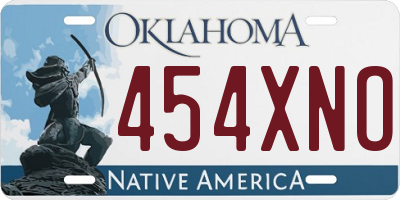 OK license plate 454XNO