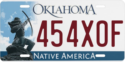 OK license plate 454XOF