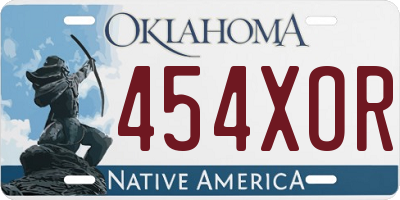 OK license plate 454XOR