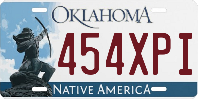 OK license plate 454XPI