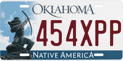 OK license plate 454XPP