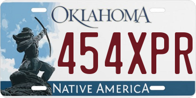 OK license plate 454XPR