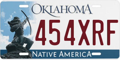 OK license plate 454XRF
