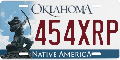 OK license plate 454XRP