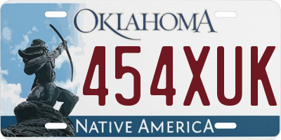 OK license plate 454XUK