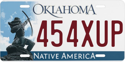 OK license plate 454XUP