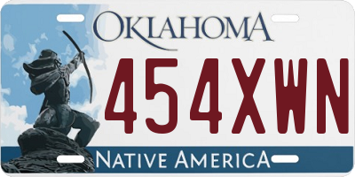 OK license plate 454XWN
