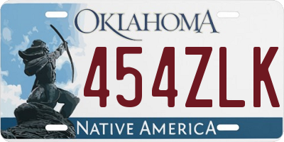 OK license plate 454ZLK