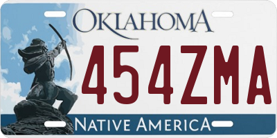 OK license plate 454ZMA