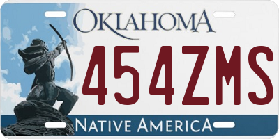 OK license plate 454ZMS