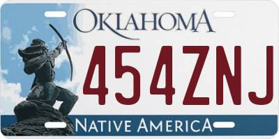 OK license plate 454ZNJ