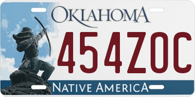 OK license plate 454ZOC