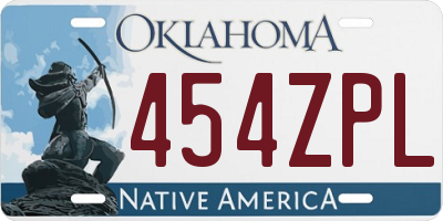 OK license plate 454ZPL