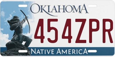 OK license plate 454ZPR